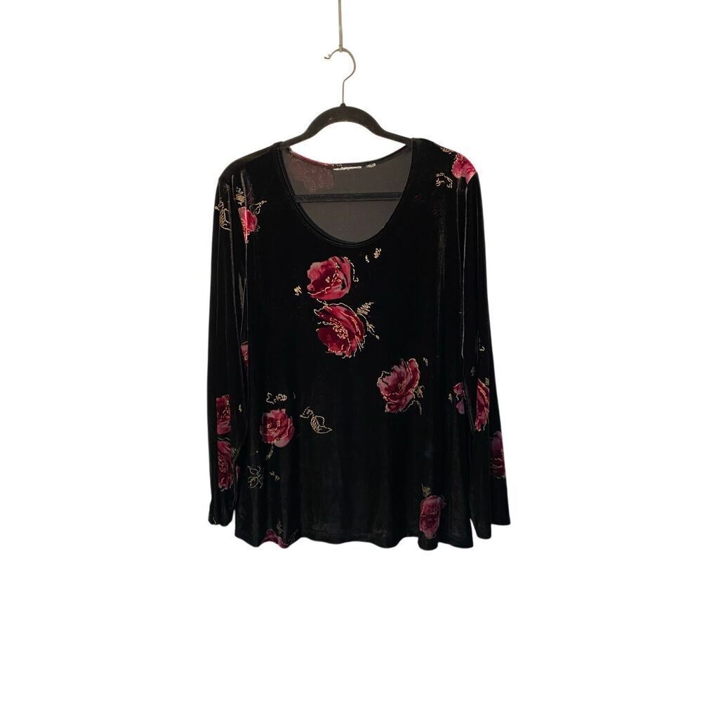 Unbranded women’s fairy core, dark whimsigoth floral, velvet top XL